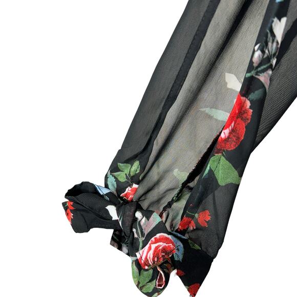 RUE 21 Medium Romper Floral Surplice V-Neck Lined Cutout Long Sleeves Multicolor - Picture 4 of 7